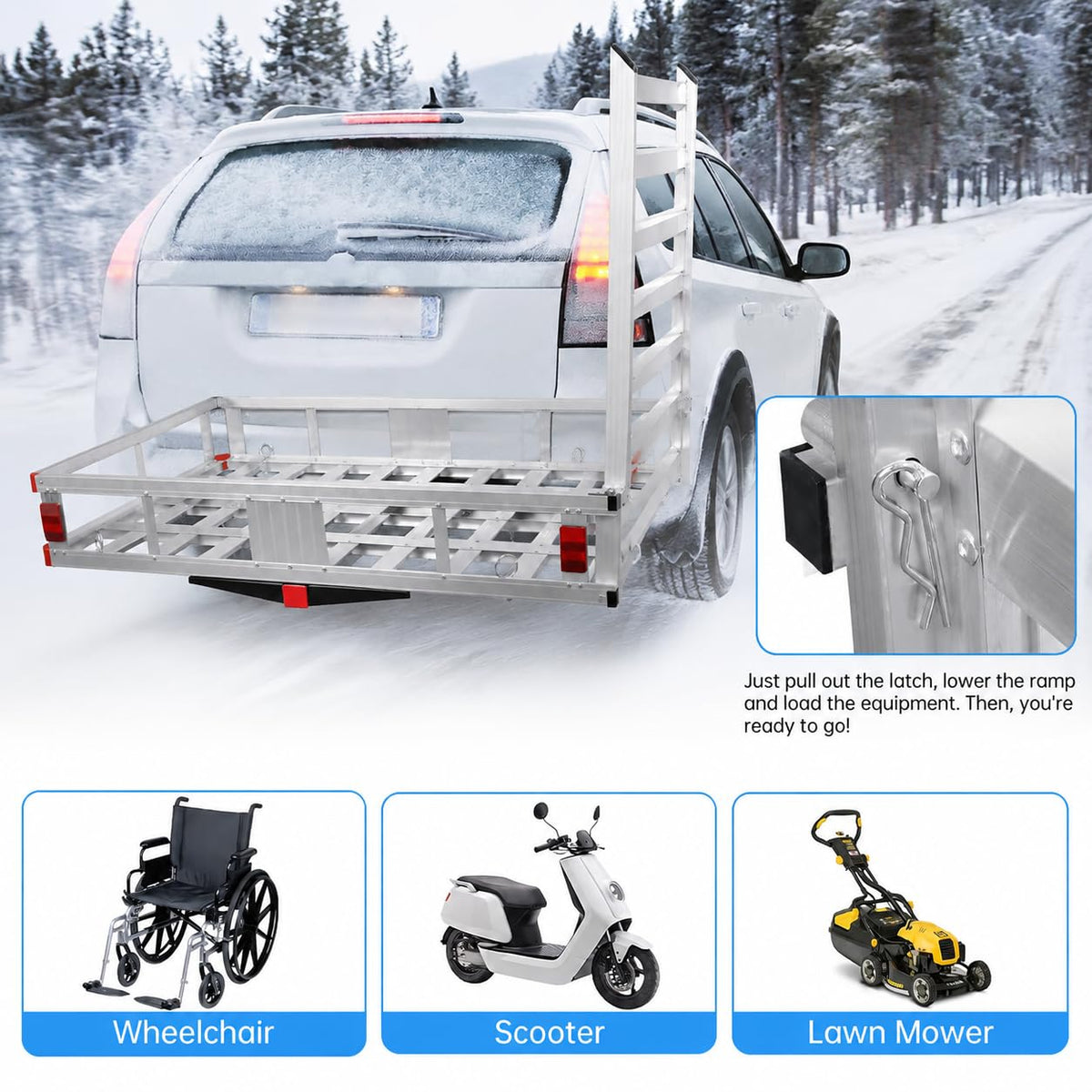 Aluminum Hitch Cargo Carrier with Ramp V27783