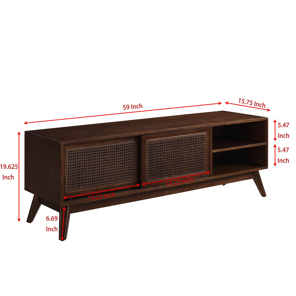Rattan TV Stand for 65 Inch TV with Sliding Barn Door A56109