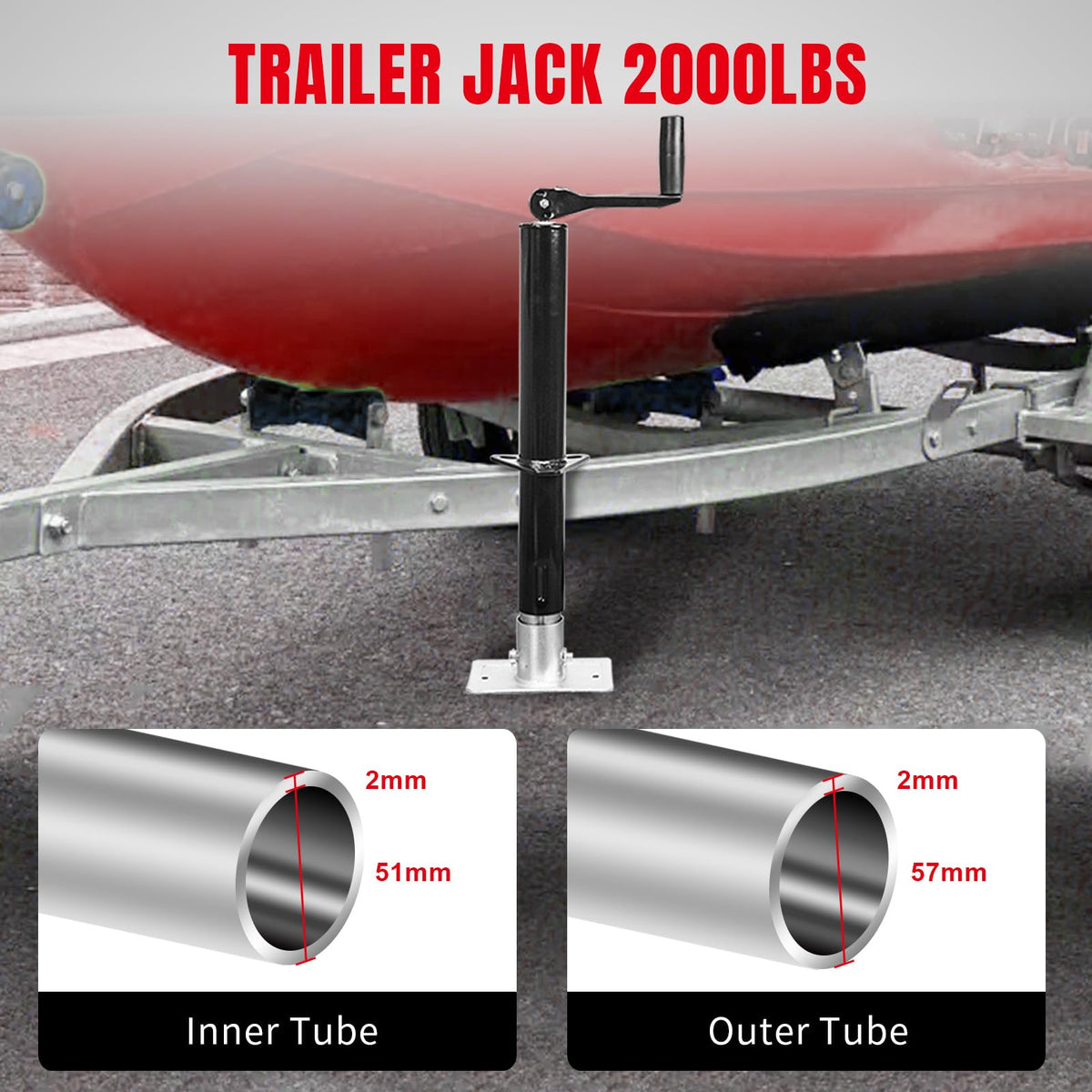 A-Frame Trailer Jack 2,000 LBs Capacity 14 Inches Vertical Travel J975402