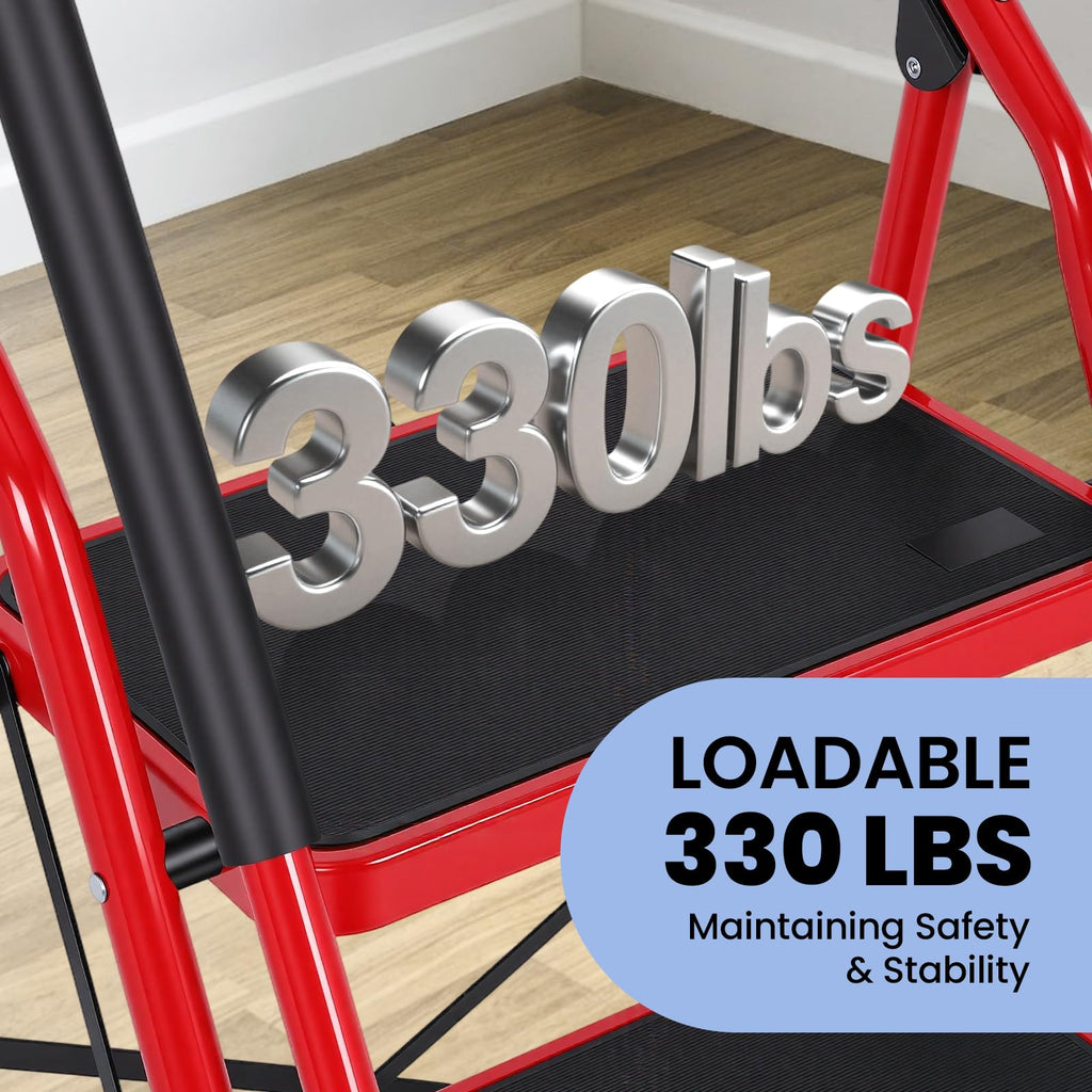 3 Step Folding Steel Step Ladder with Handrails G675