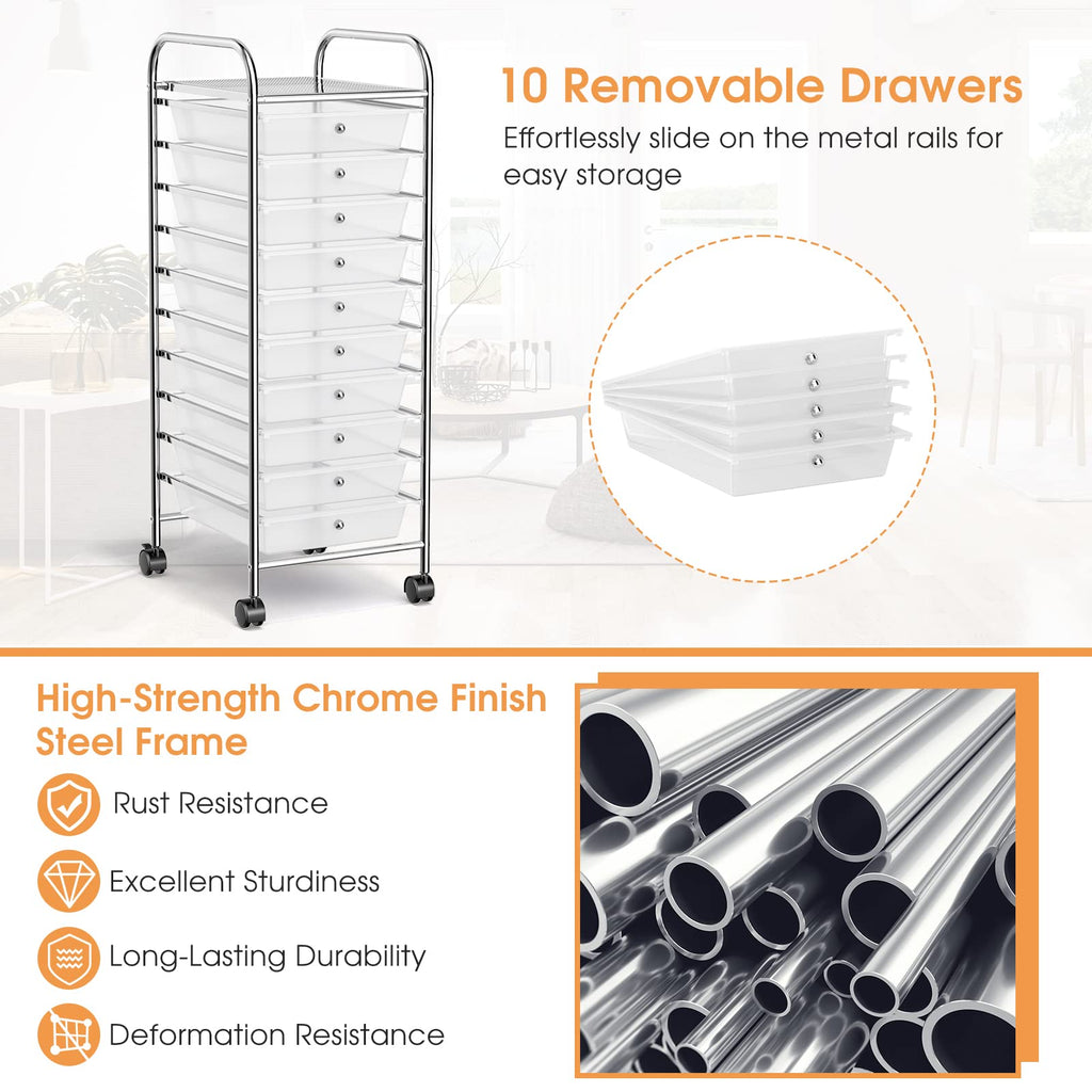10 Drawers Rolling Storage Cart M21025