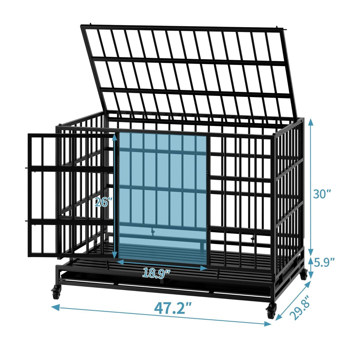 48 Inch Heavy Duty Metal Dog Crate with Wheels K192789