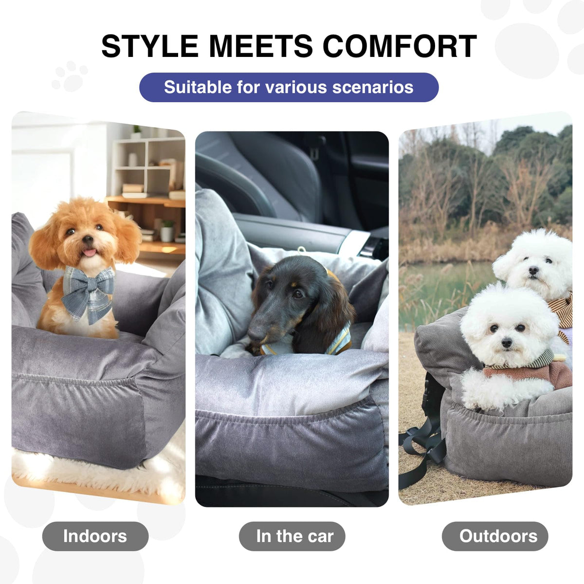Gray Pet Car Booster Seat for Small Dogs up to 25 lbs P683414
