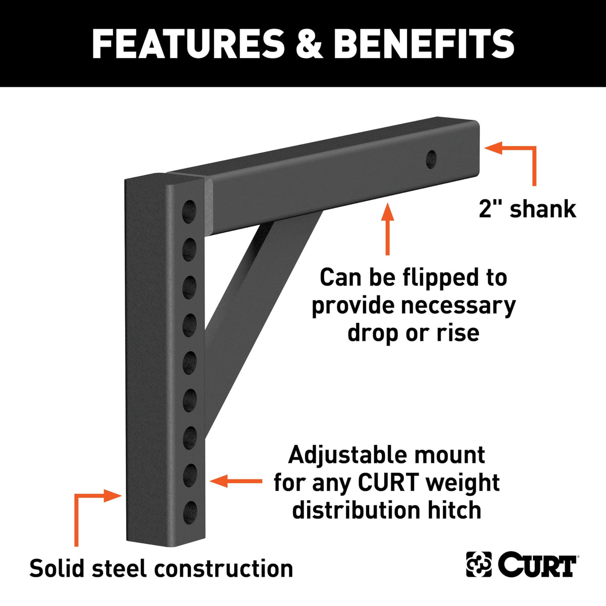 Replacement Weight Distribution Hitch Shank, 2-Inch Receiver, 6-Inch Drop F986