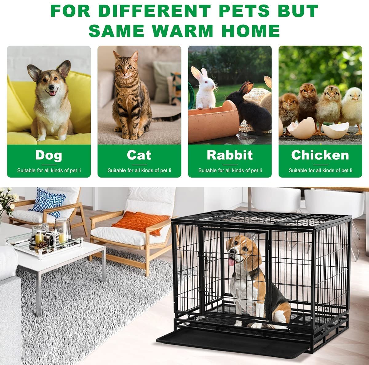 48 inch XXL Heavy Duty Dog Kennel with Wheels S267