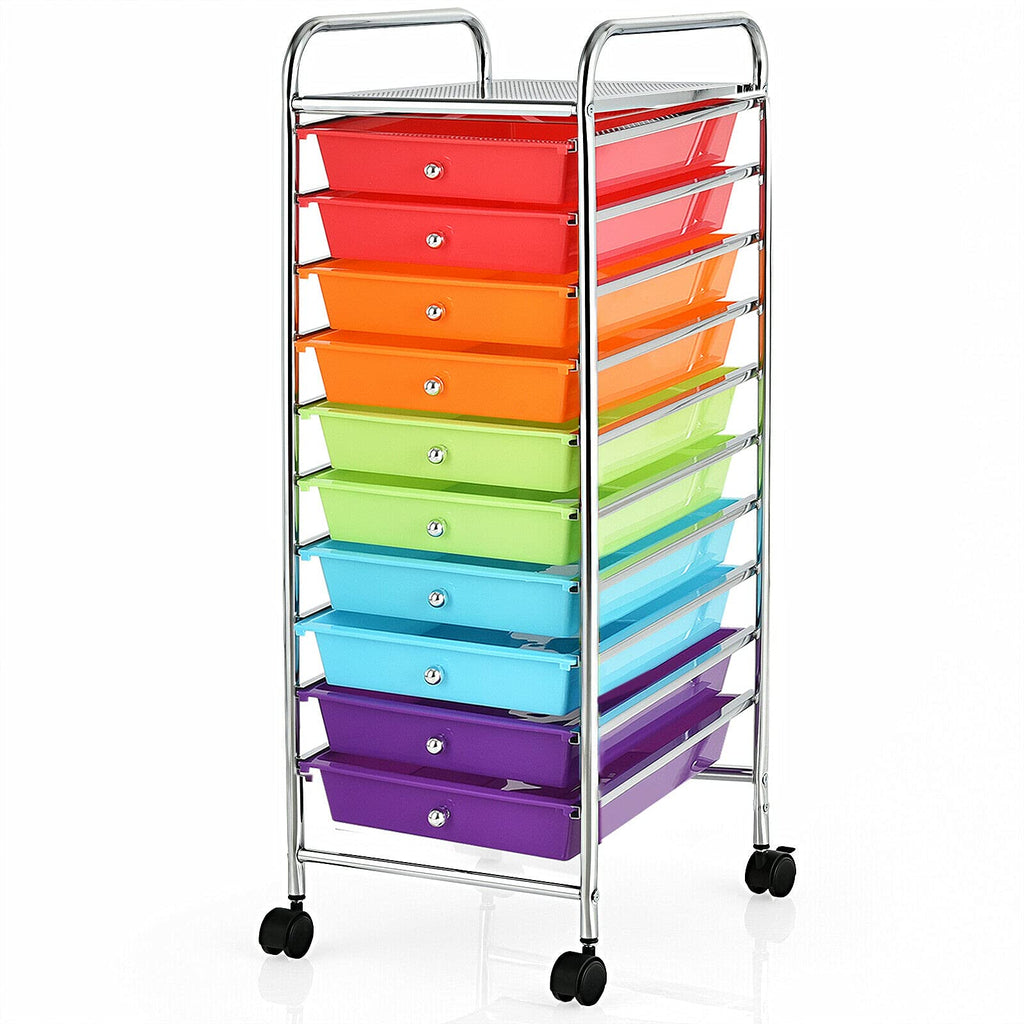 10 Drawer Rolling Storage Cart with Metal Frame O884