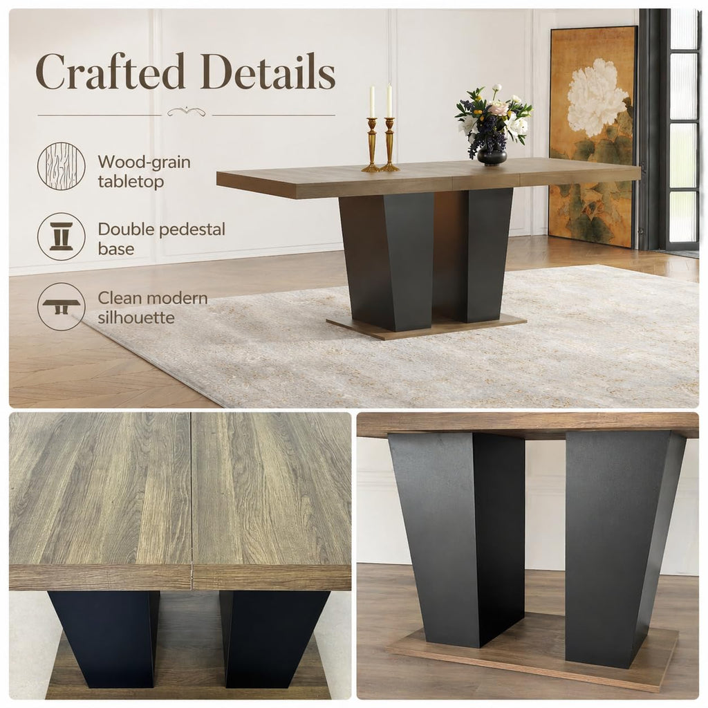 9 Piece Extendable Dining Table Set with 8 Upholstered Chairs C630646