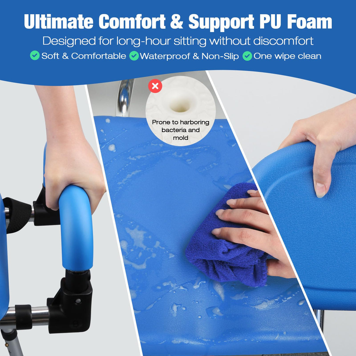 Sliding Shower Chair with 360° Swivel Seat and Adjustable Height S361