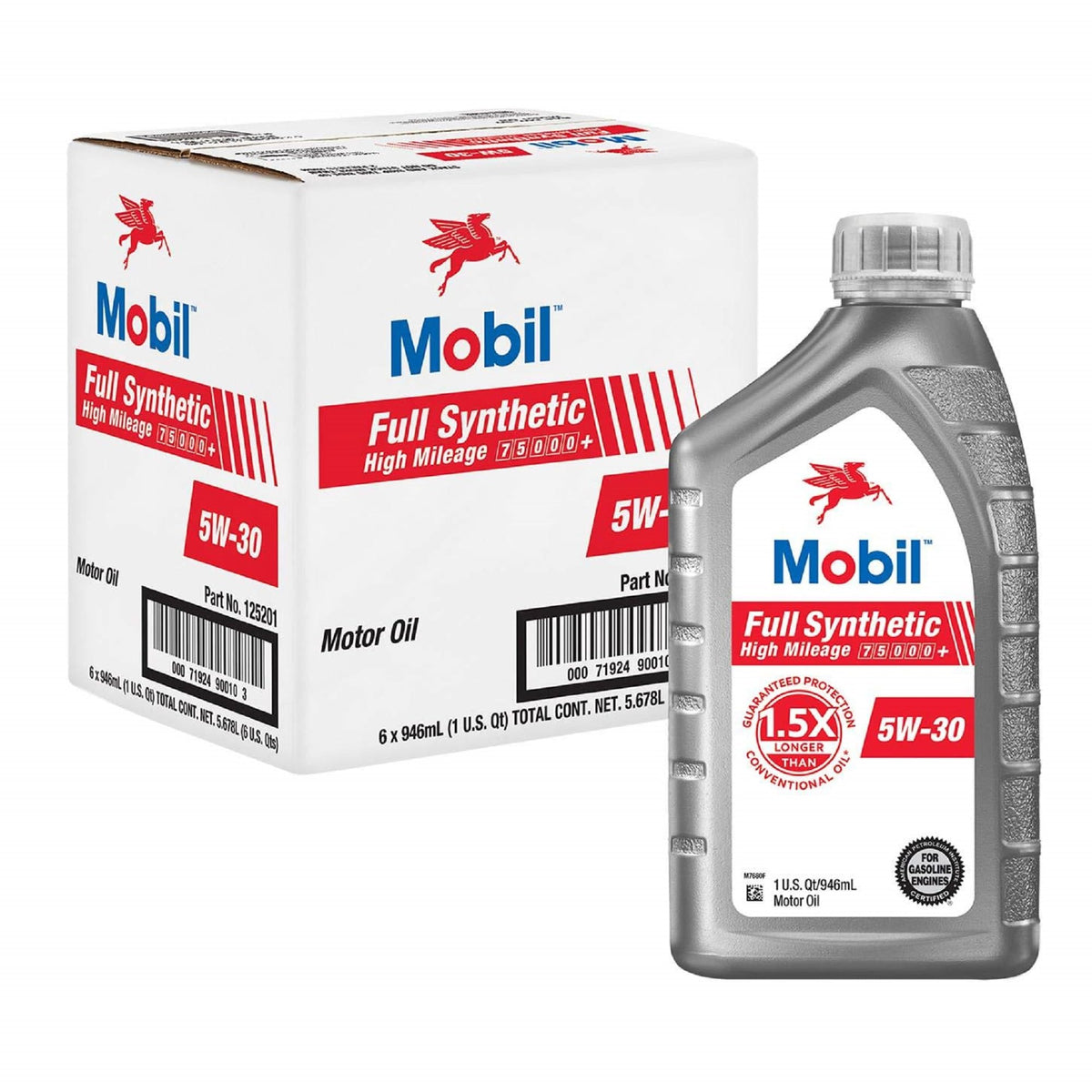 Full Synthetic High Mileage 5W-30 Motor Oil 1 Quart Pack of 6 Z894430