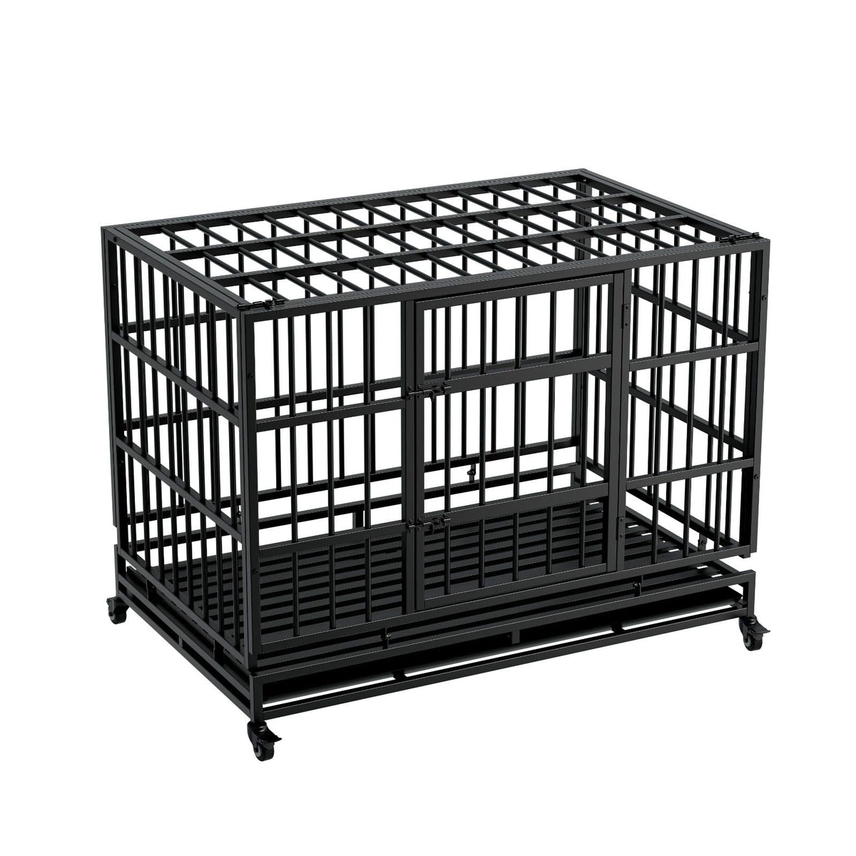48 Inch Heavy Duty Metal Dog Crate with Wheels K192789