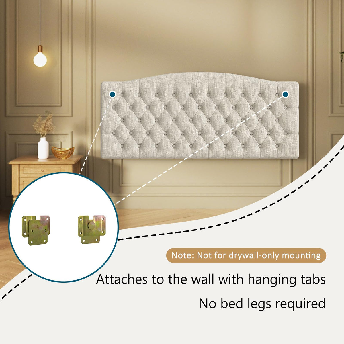 Linen Queen Size Upholstered Headboard C816827