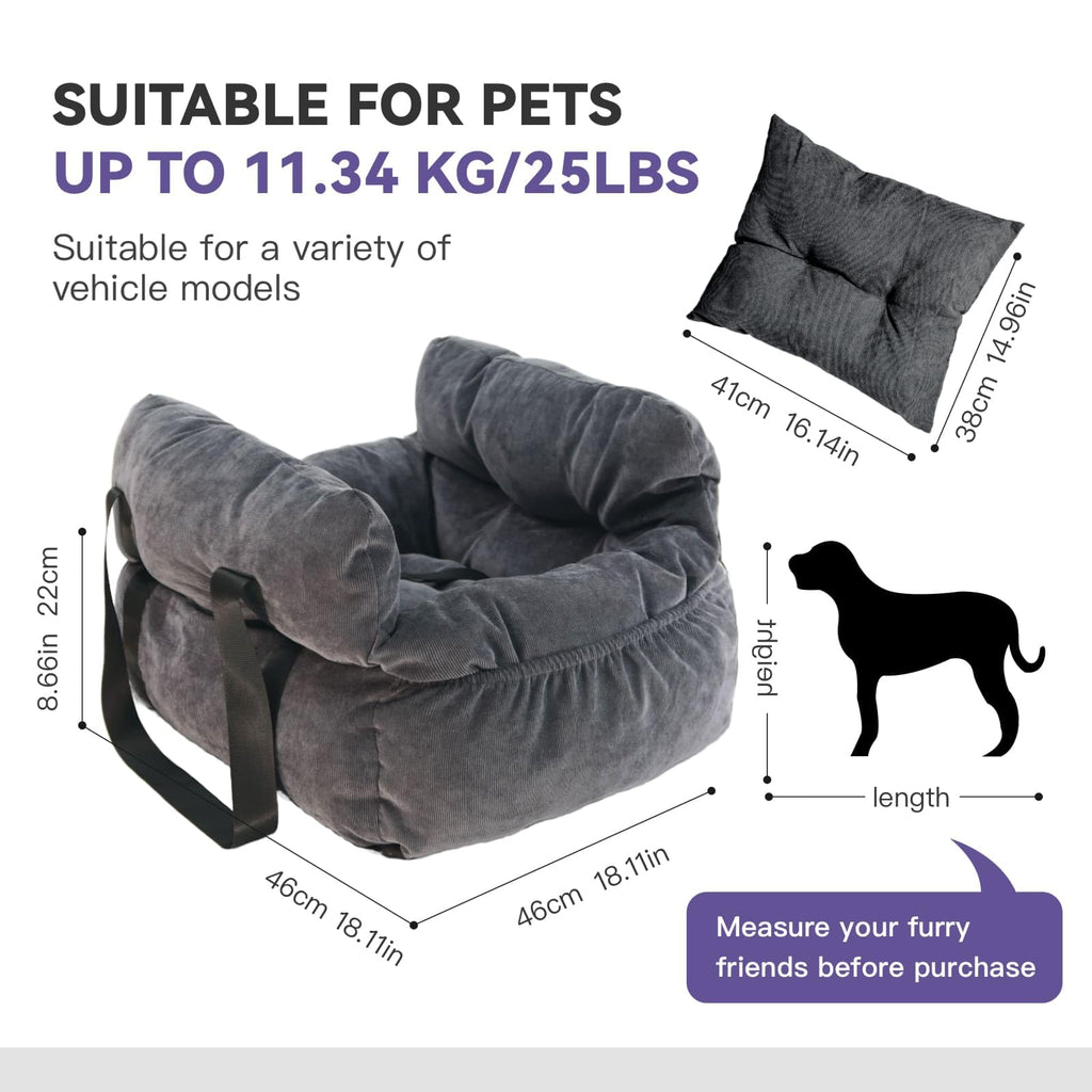 Gray Pet Car Booster Seat for Small Dogs up to 25 lbs P683414
