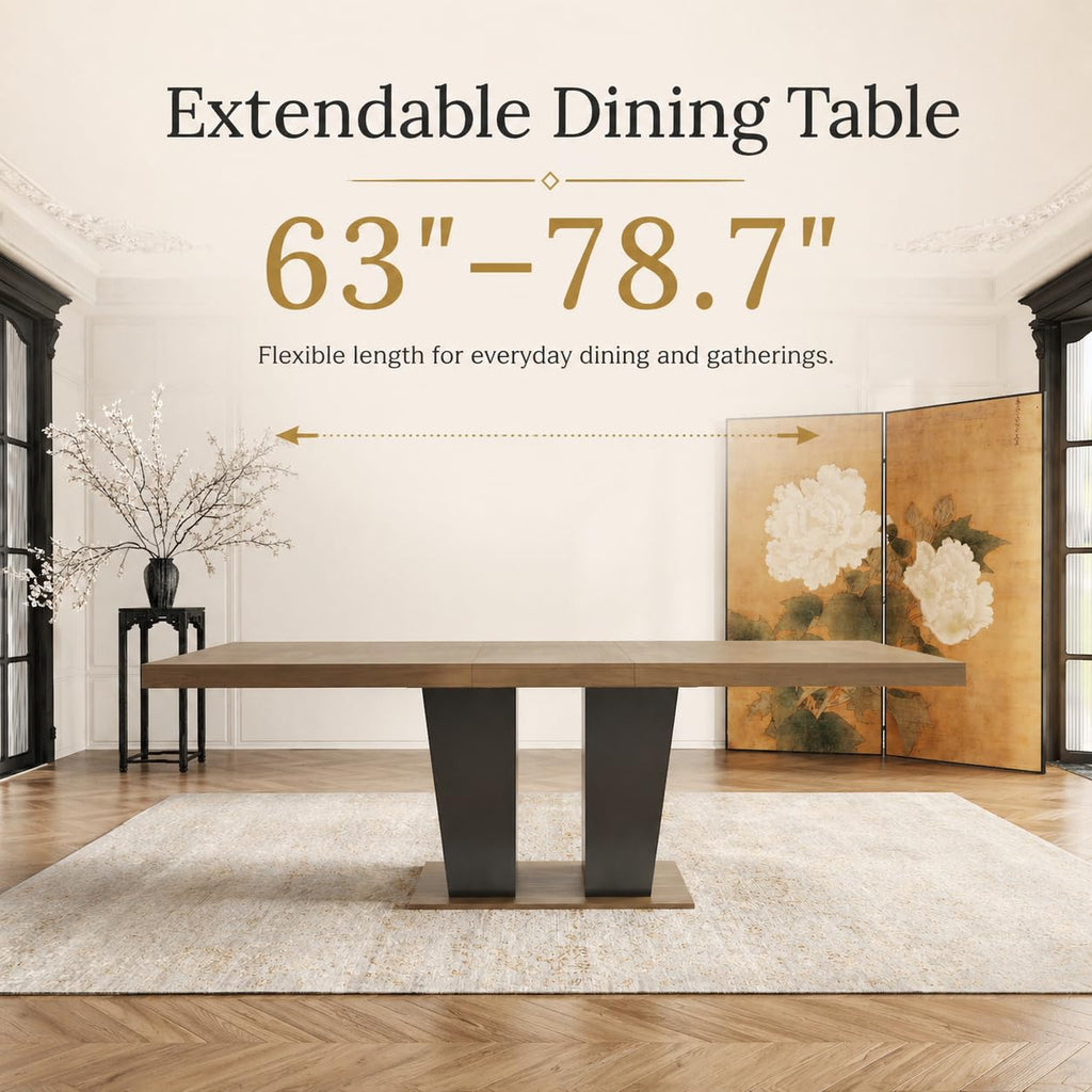9 Piece Extendable Dining Table Set with 8 Upholstered Chairs C630646