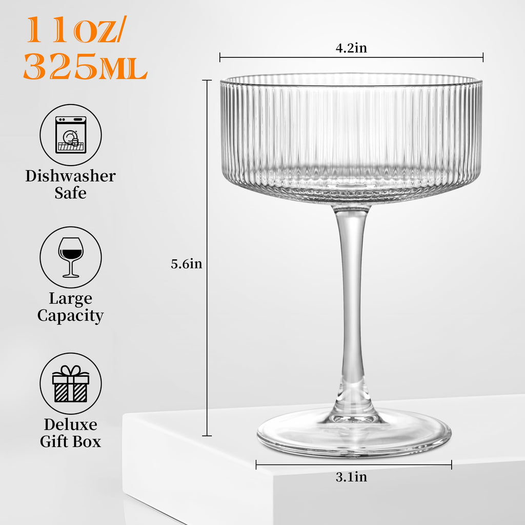 Ribbed Coupe Glasses Set of 6 T829