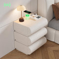 Off White Faux Leather 3 Drawer Nightstand R1247