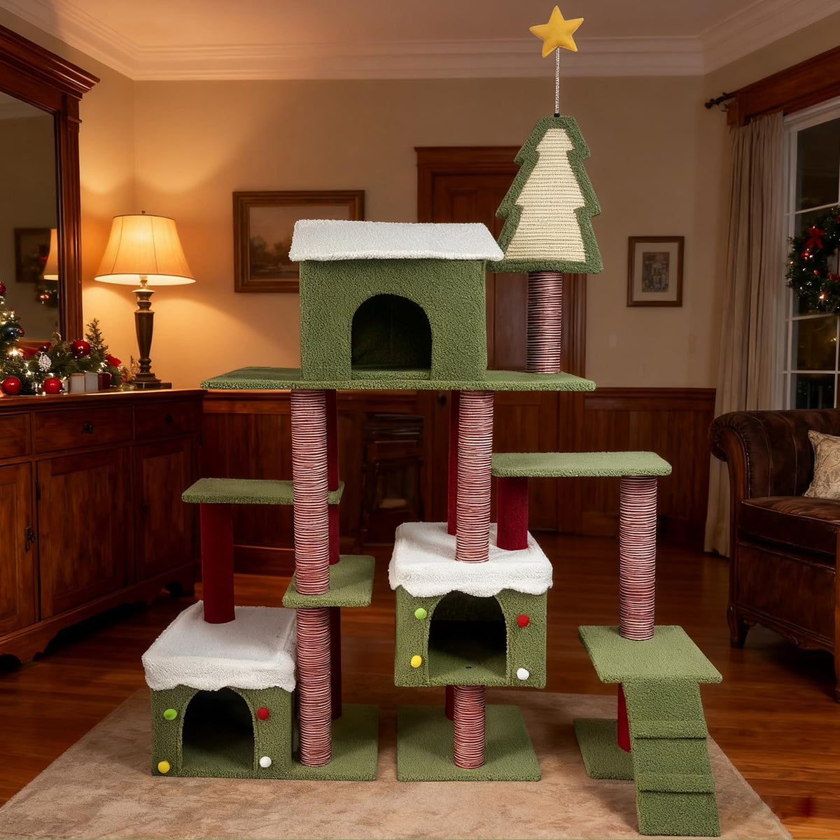 70 Inch Tall Multi Level Cat Tree with 2 Condos V9984