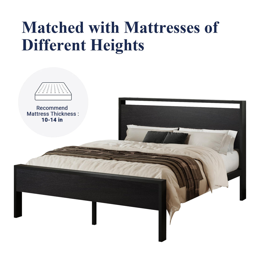 Queen Size Black Oak Bed Frame L263137