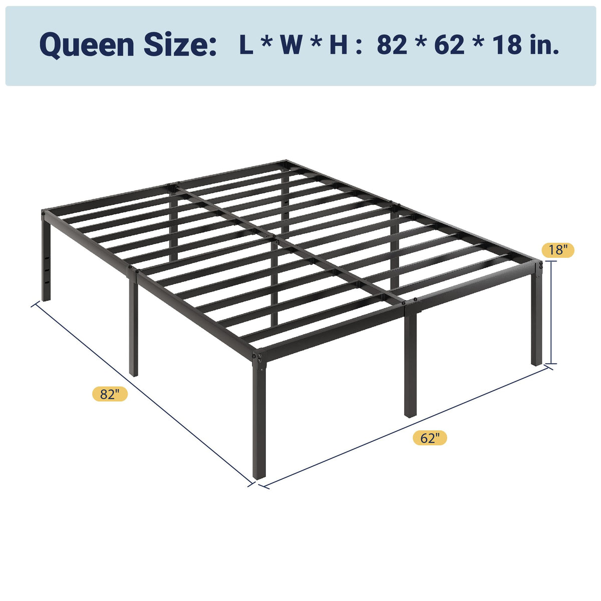 Queen 18 Inch Metal Bed Frame with Storage D77307