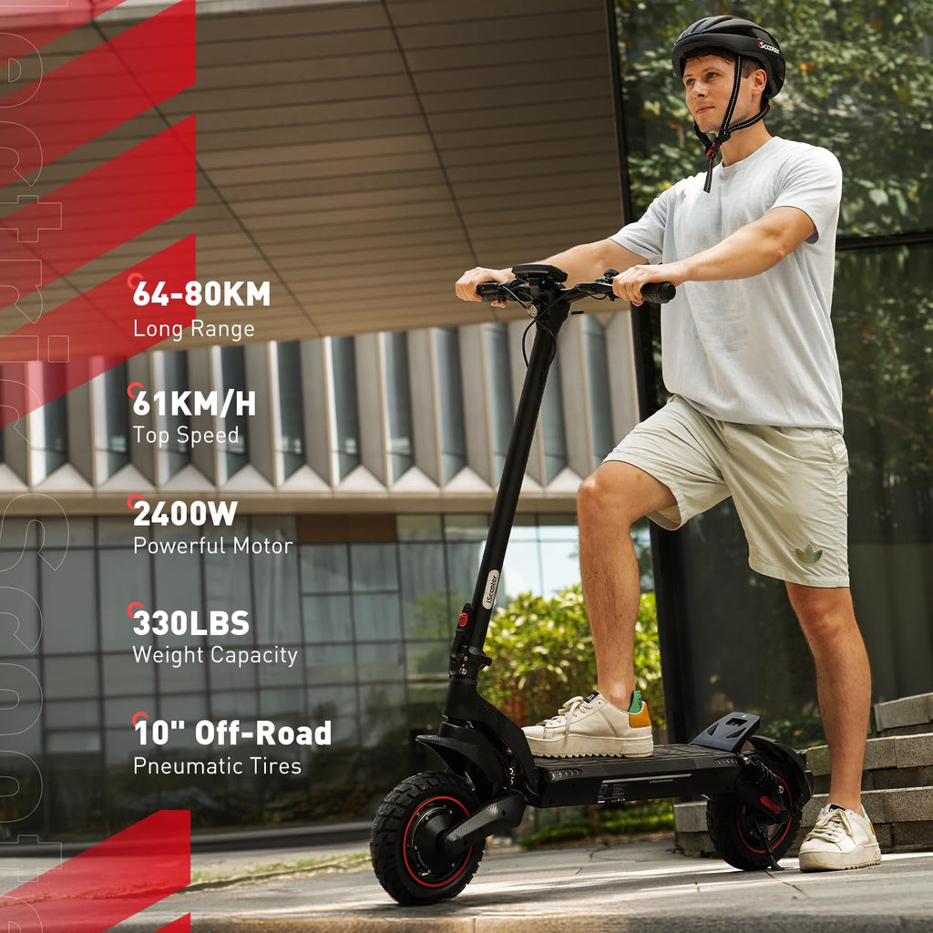 Electric Scooter with Off-Road Tires, Dual Suspension & Brakes V787466