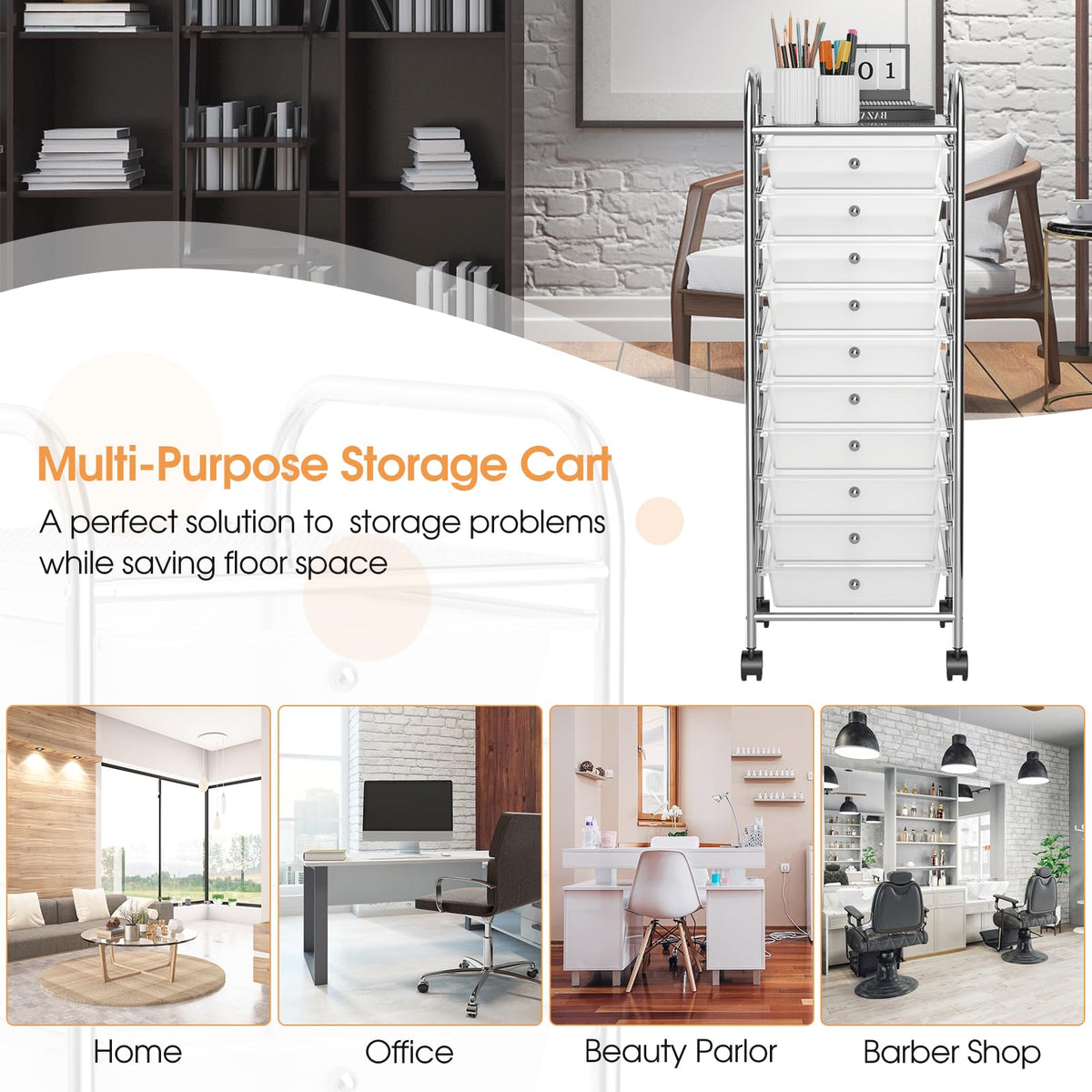 10 Drawers Rolling Storage Cart M21025