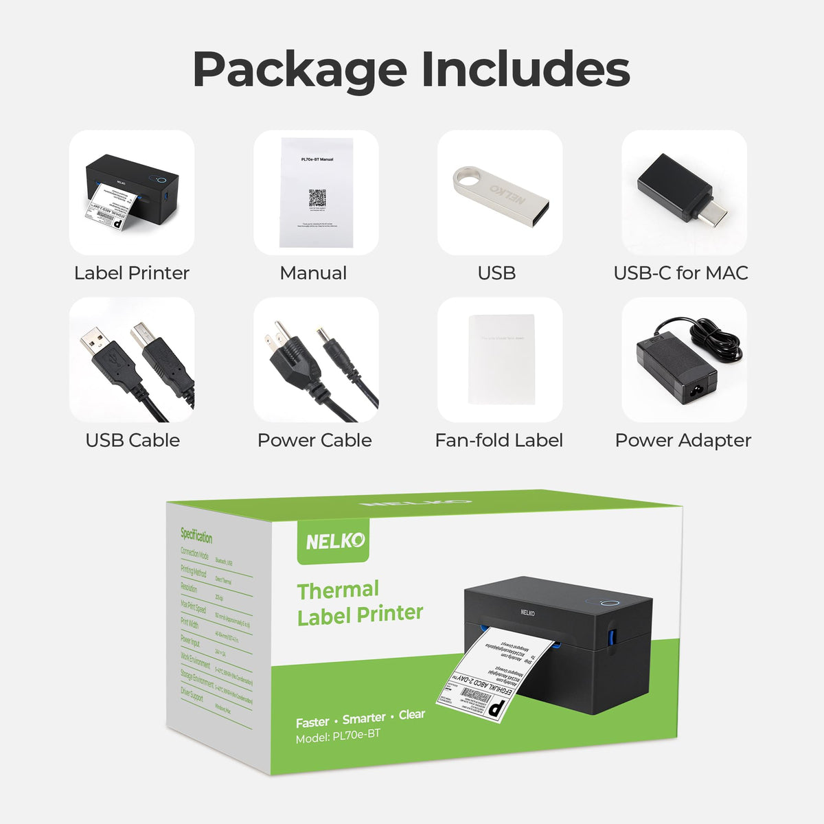 Bluetooth Thermal Shipping Label Printer W604834
