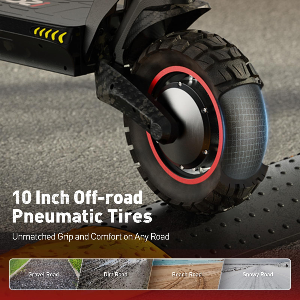 Electric Scooter with Off-Road Tires, Dual Suspension & Brakes V787466