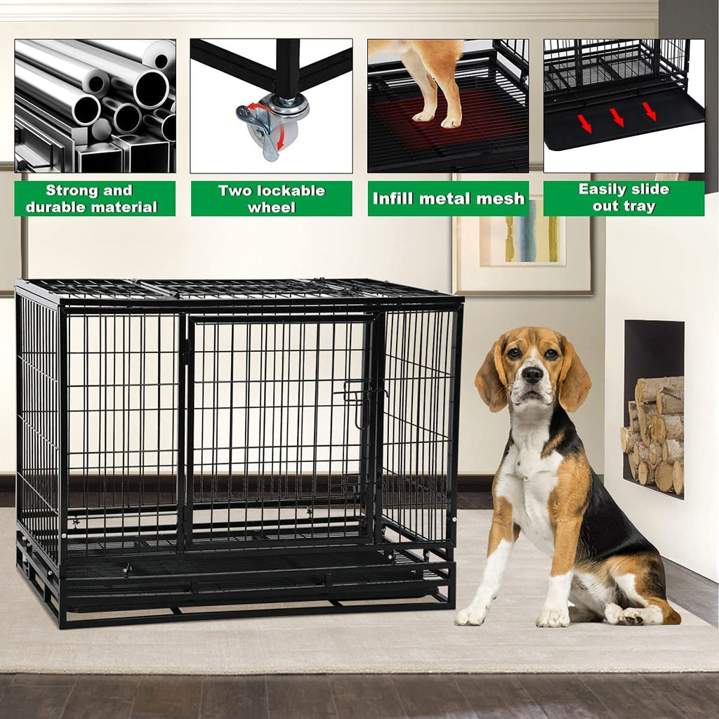 48 inch XXL Heavy Duty Dog Kennel with Wheels S267