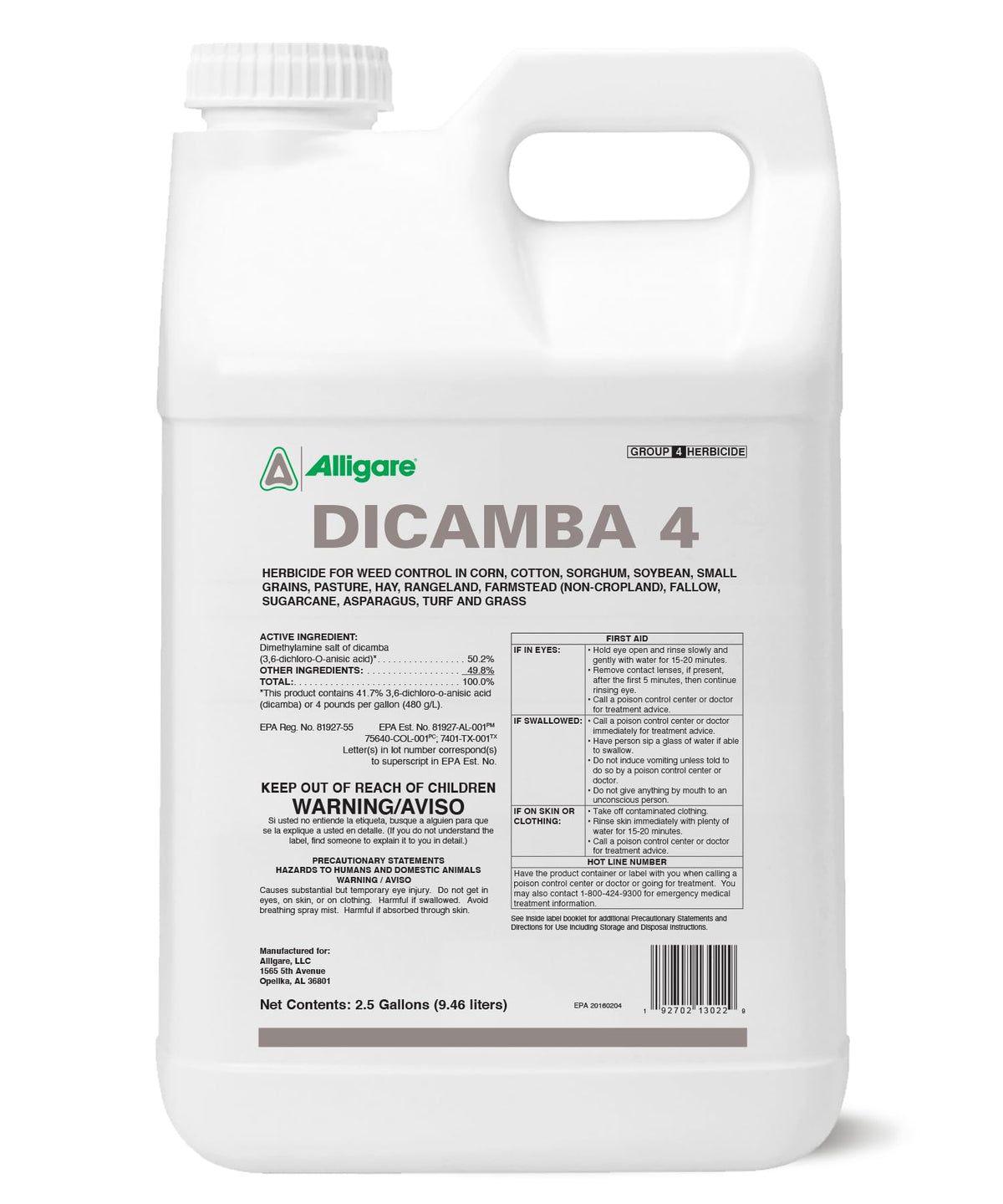 Water-Soluble Dicamba Herbicide 2.5 Gallons N954