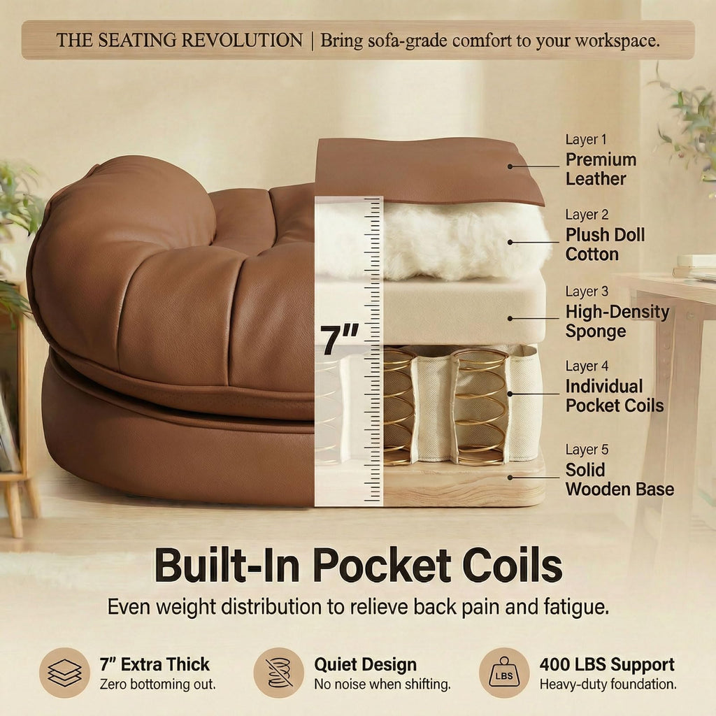 Big & Tall Desk Chair with Footrest Brown Q32773