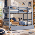 Twin Over Twin Bunk Bed with Storage Drawers Grey U75860