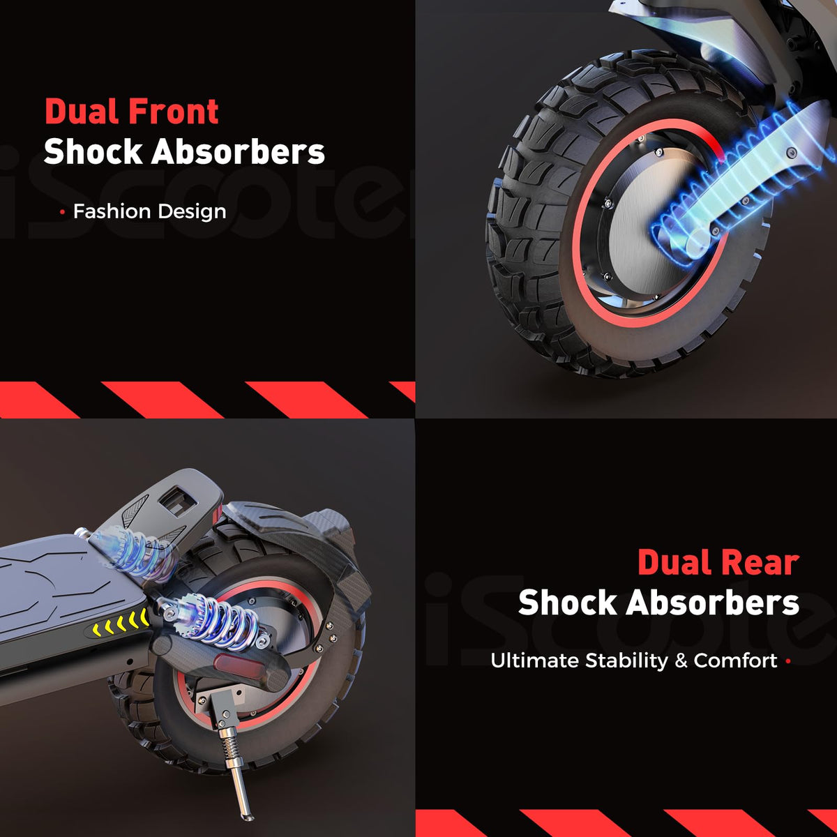 Electric Scooter with Off-Road Tires, Dual Suspension & Brakes V787466