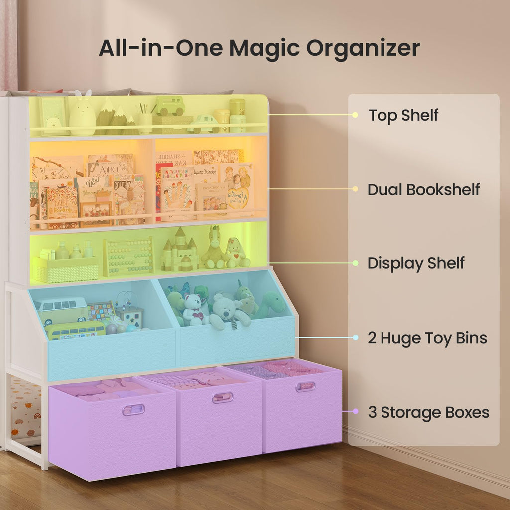 Twin Over Twin Bunk Bed with Bookshelf and Drawers I492