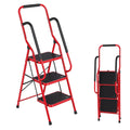 3 Step Folding Steel Step Ladder with Handrails G675