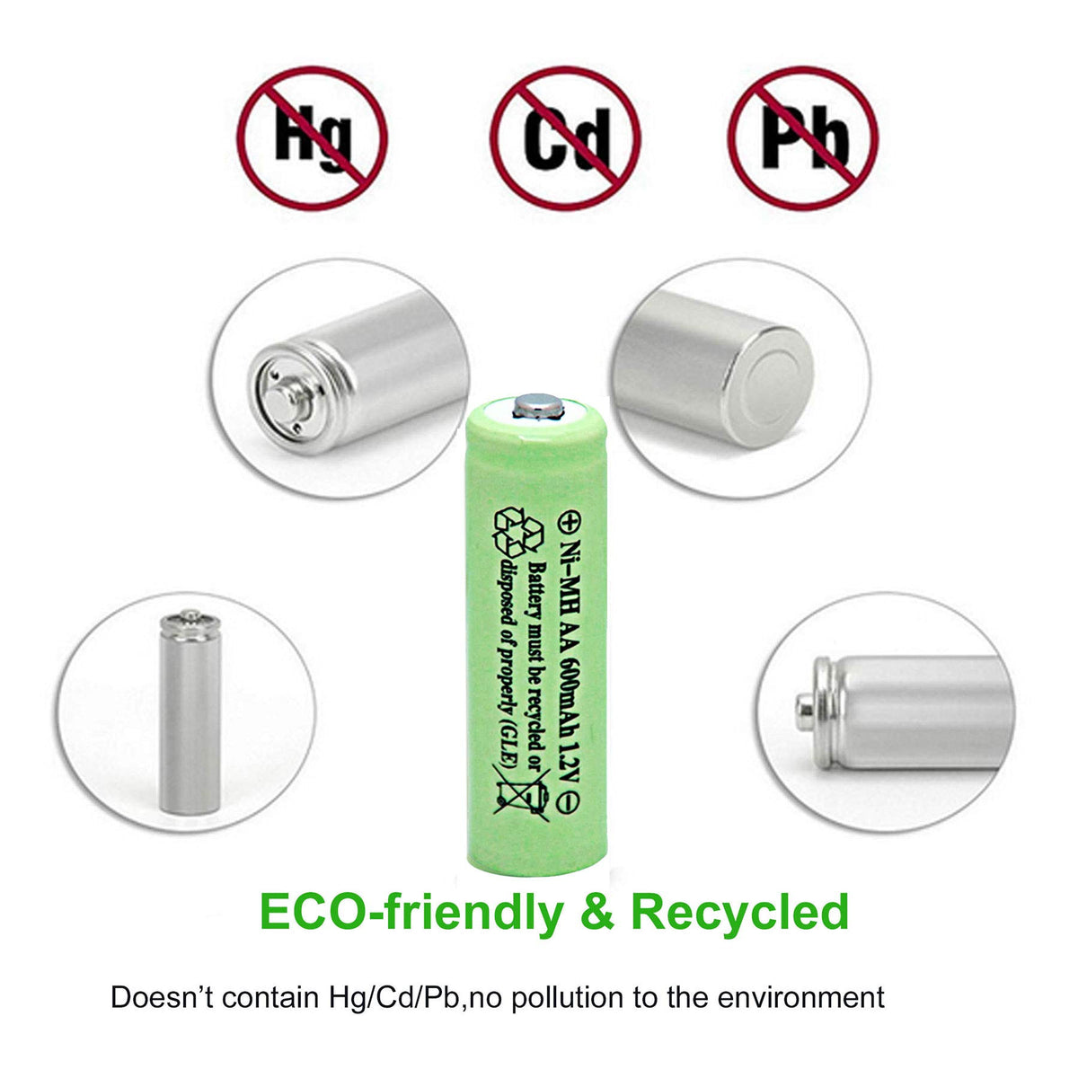 NiMH AA 600mAh 1.2V Rechargeable Batteries Pack of 12 J119103