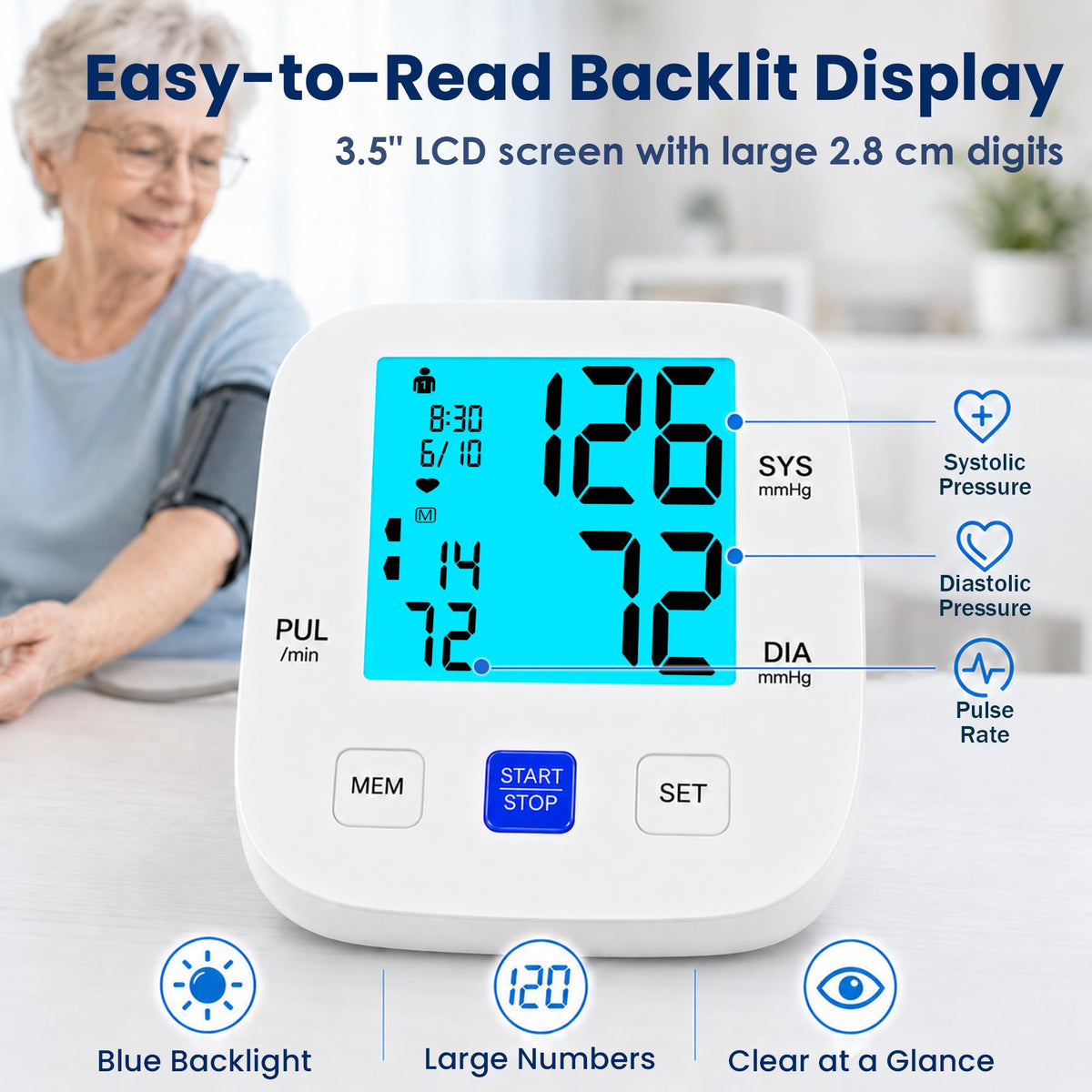 Upper Arm Blood Pressure Monitor with 8.7"-16.5" Cuff H757