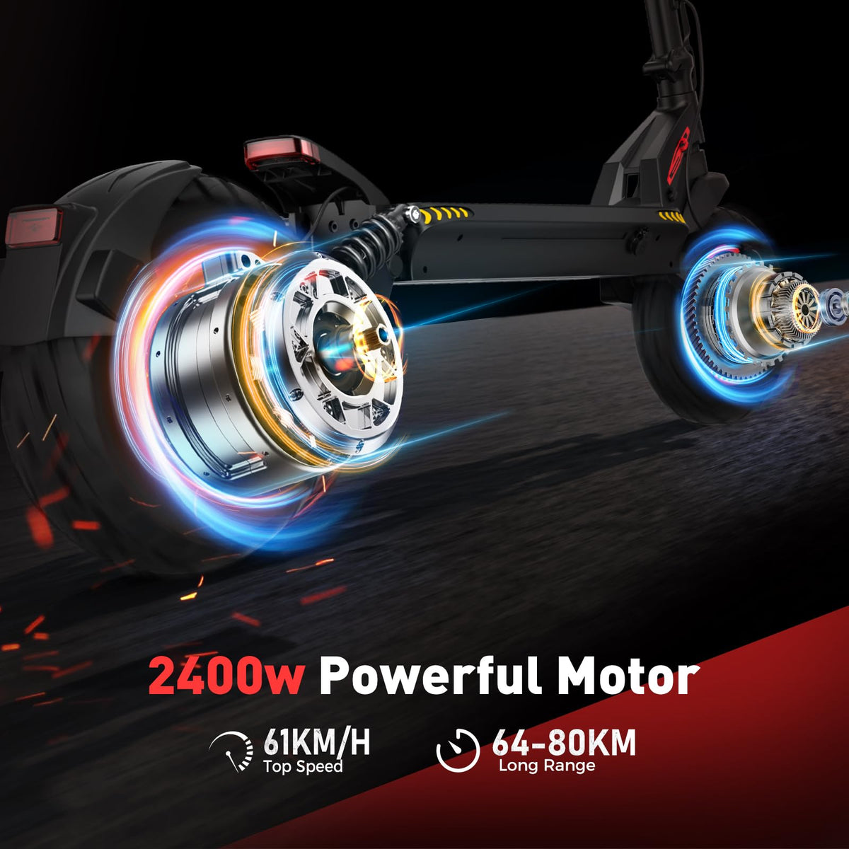 Electric Scooter with Off-Road Tires, Dual Suspension & Brakes V787466