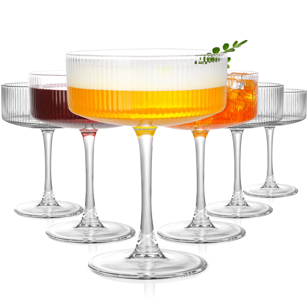 Ribbed Coupe Glasses Set of 6 T829