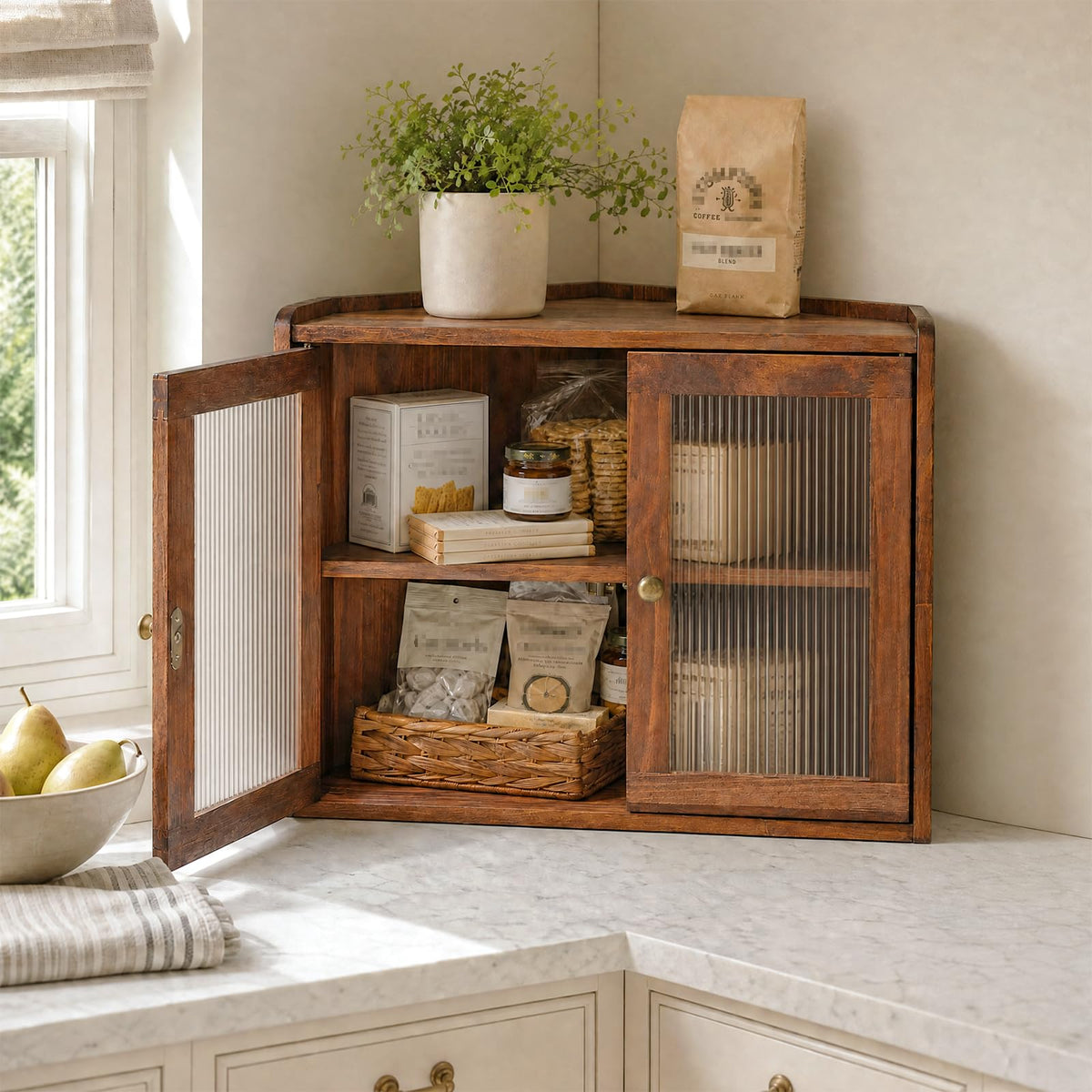 Brown Wooden Double Layer Bread Box X1018