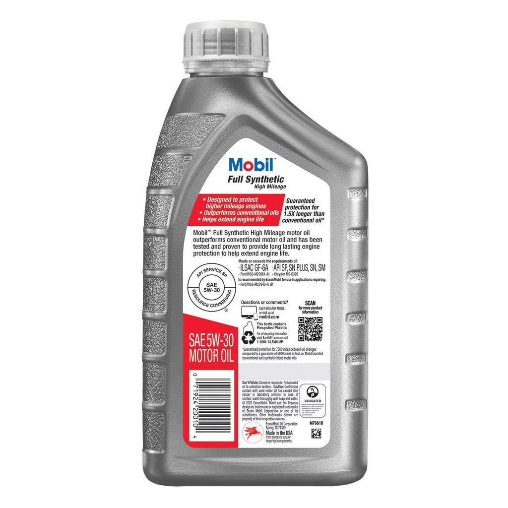 Full Synthetic High Mileage 5W-30 Motor Oil 1 Quart Pack of 6 Z894430