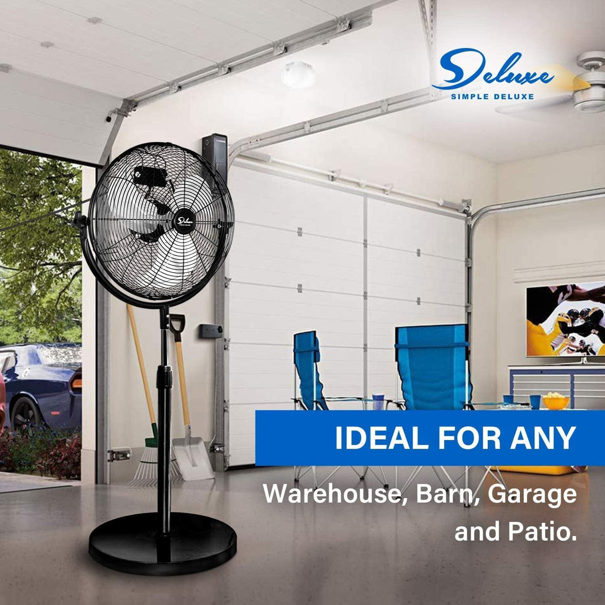 20 Inch 3-Speed High Velocity Metal Pedestal Standing Fan Y586790