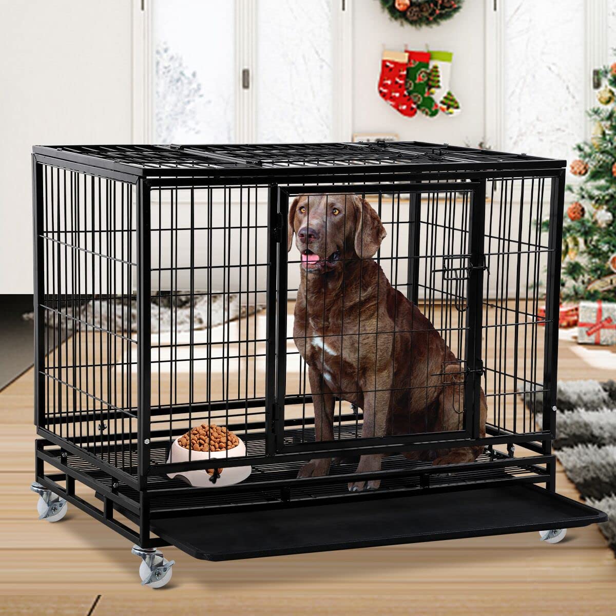 48 inch XXL Heavy Duty Dog Kennel with Wheels S267
