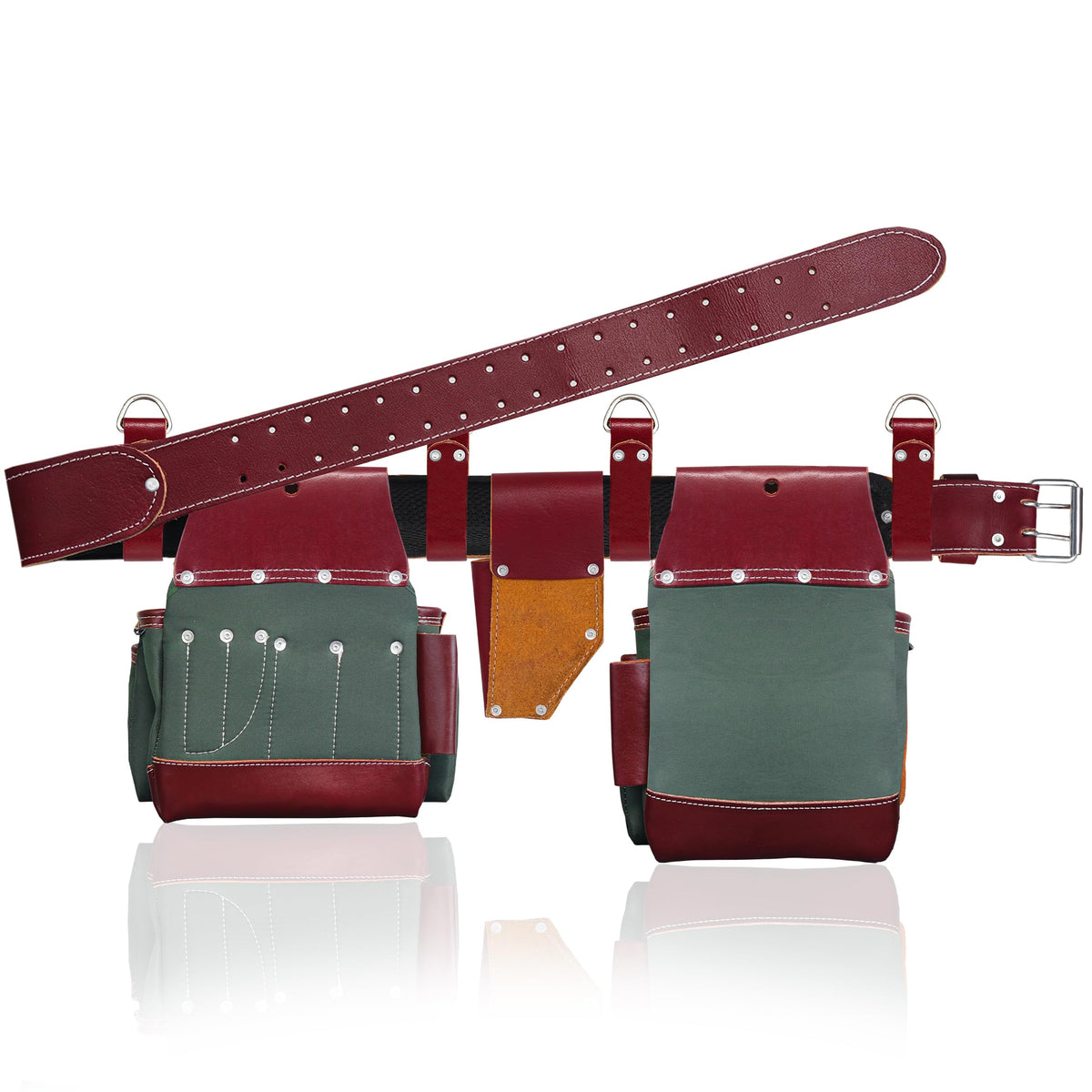 Nylon Grain Leather Carpenter Tool Belt with Padded Belt and Hammer Holder L8471