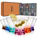 Multi Colored Stemless Martini Glasses Set of 6 L139