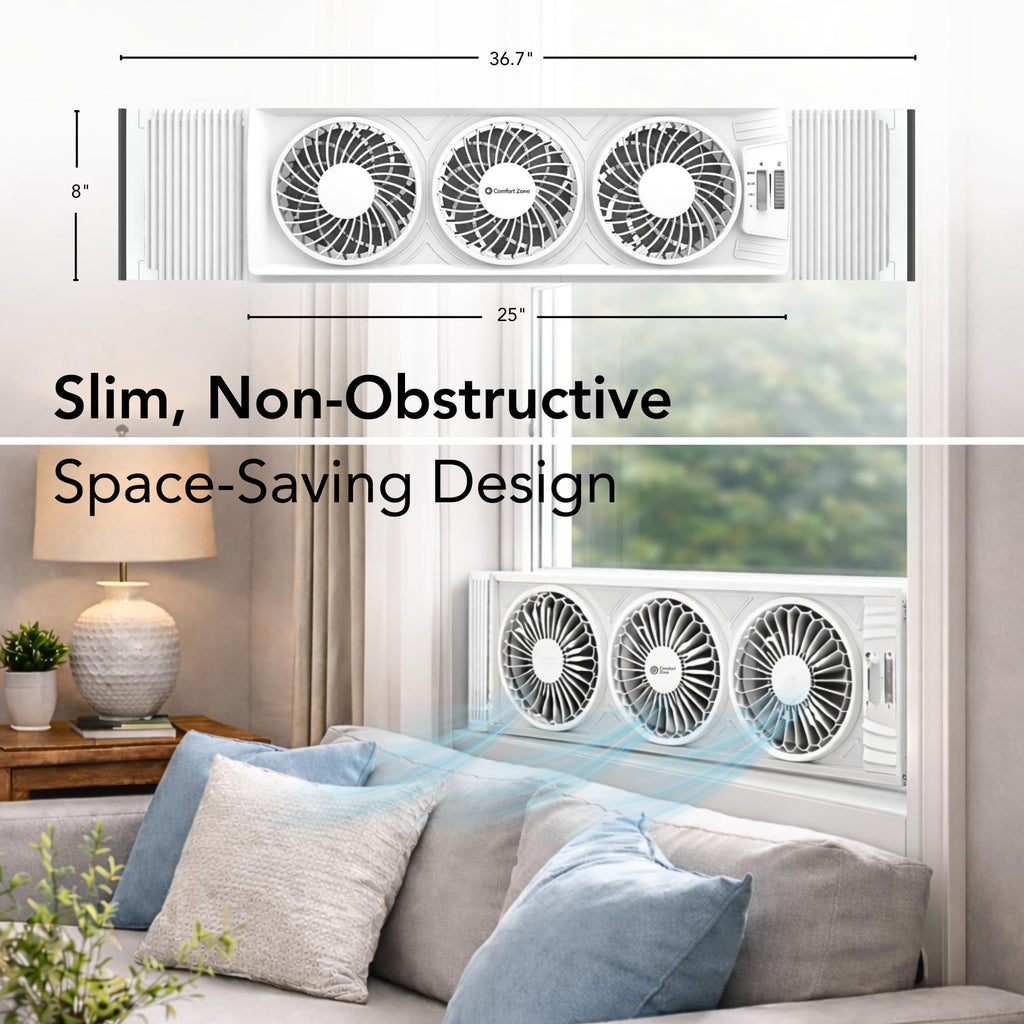 Triple Window Fan with 3-Speeds & Expandable Width D426979