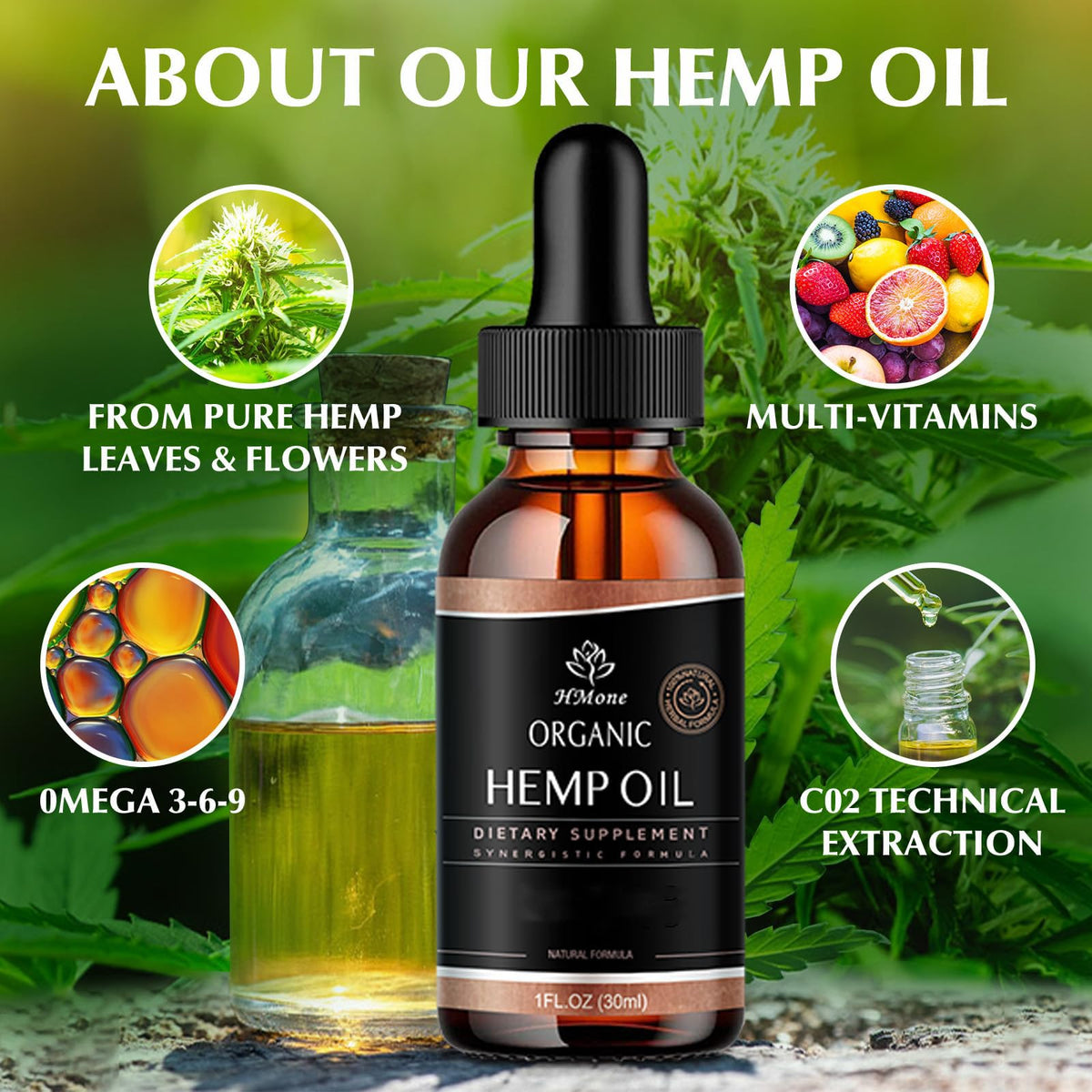 Hemp Oil 4 Packs CO2 Extract Drops D472