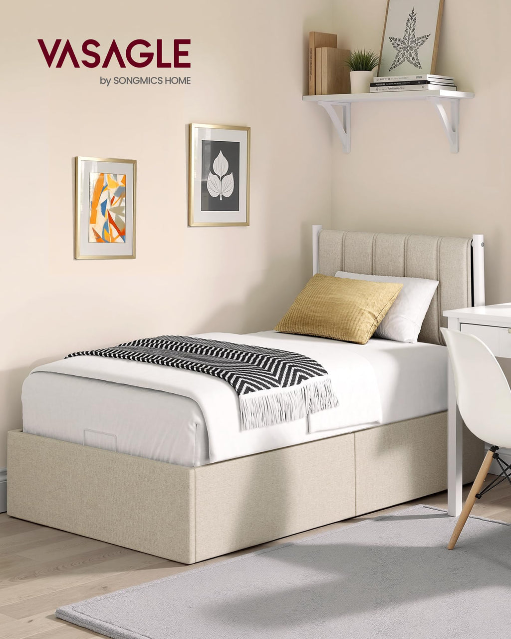 Twin Size Upholstered Lift Up Storage Bed Frame P955956