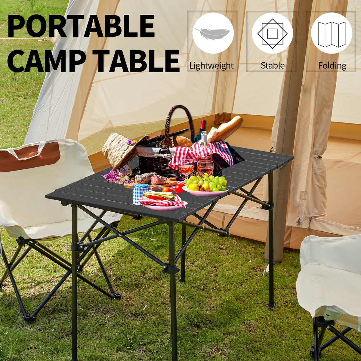 Lightweight Compact Aluminum Camping Table with Carry Bag R2261