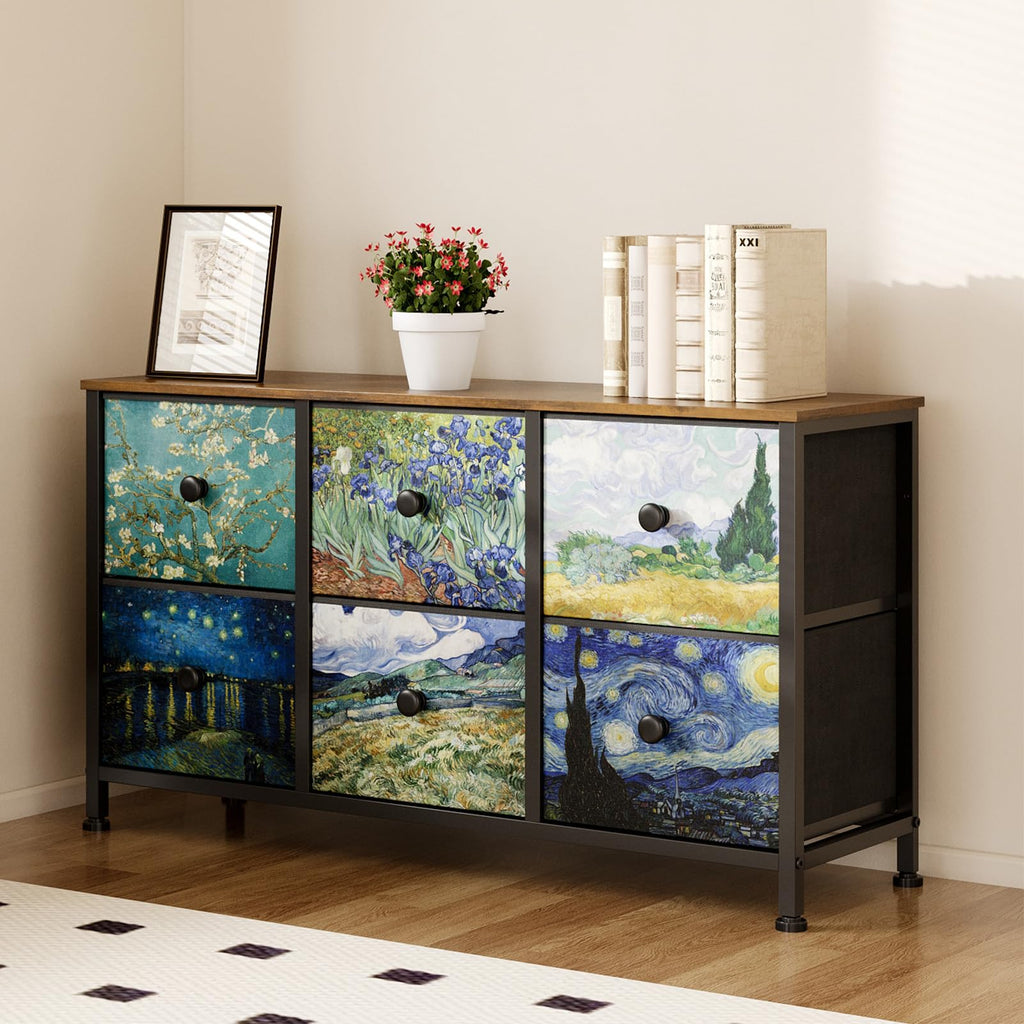 6 Drawer Dresser with Fabric Storage Drawer E6488