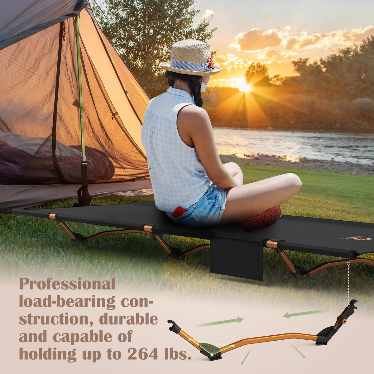 Foldable Camping Cot with Storage Bag X505