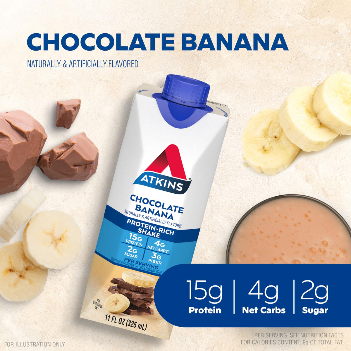 Chocolate Banana & Mocha Latte Protein Shake, 15g Protein, Keto Friendly A371